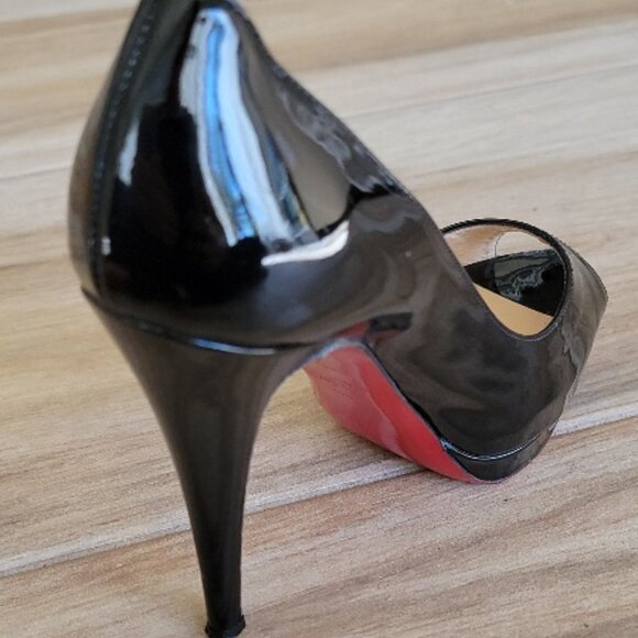 Christian Louboutin 150 Lady Peep Black Patent Leather Shoe Eur.35 - Picture 6 of 16